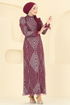 Evening Dress 8017YG95-MS Burgundy - Thumbnail