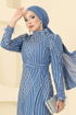 Evening Dress 8017YG95-MS Indigo - Thumbnail