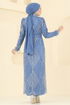 Evening Dress 8017YG95-MS Indigo - Thumbnail