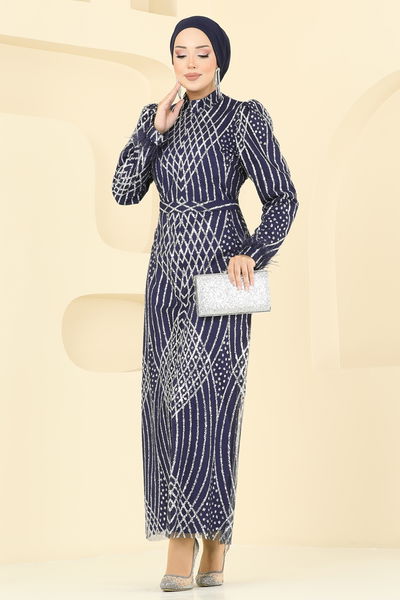 Y.G.S. - Evening Dress 8017YG95-MS Navy Blue - 399854