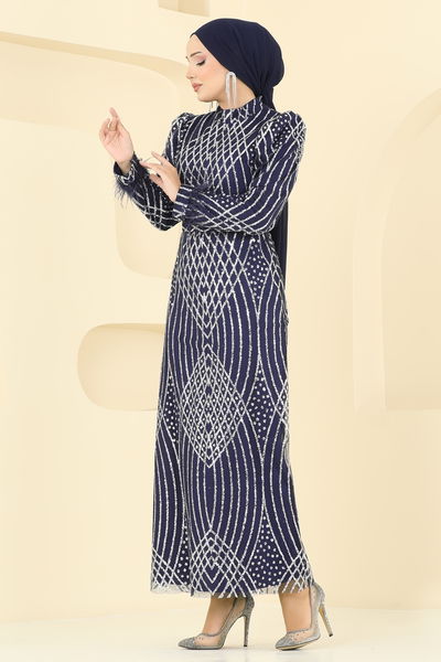 Y.G.S. - Evening Dress 8017YG95-MS Navy Blue - 399857