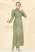 Evening Dress 8017YG95-MS Oil Green - Thumbnail