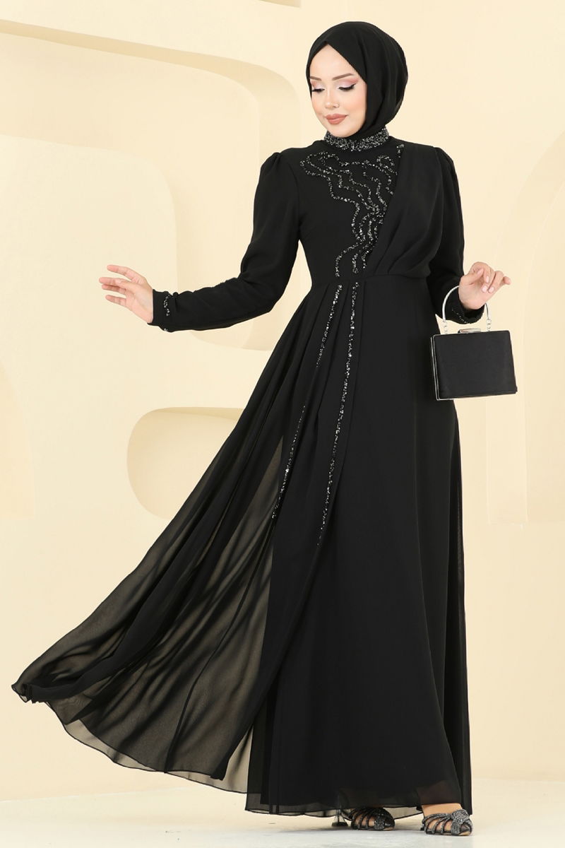 فستان سهرة أسود 8019AB368-MS