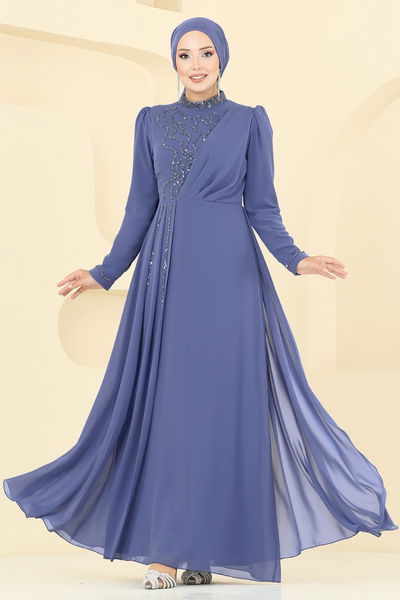 A.B. - فستان سهرة أزرق 8019AB368-MS - 385433