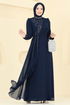 Evening Dress 8019AB368-MS Navy Blue - Thumbnail
