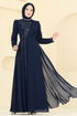 Evening Dress 8019AB368-MS Navy Blue - Thumbnail