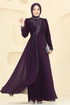Evening Dress 8019AB368-MS Purple - Thumbnail