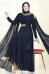 Evening Dress 8023AB368-MS Navy Blue - Thumbnail