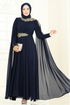 Evening Dress 8023AB368-MS Navy Blue - Thumbnail