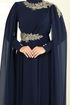 Evening Dress 8023AB368-MS Navy Blue - Thumbnail