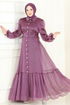 Evening Dress 8038AB368-MS Dark Lilac - Thumbnail