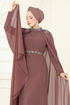 فستان سهرة وردي بيج غامق 8073AB368-MS - Thumbnail