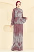 Evening Dress 8080YG95-MS Burgundy - Thumbnail