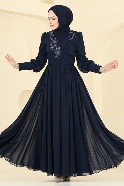 A.B. - Evening Dress 8084AB368-MS Navy Blue - 397436