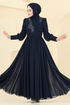 Evening Dress 8084AB368-MS Navy Blue - Thumbnail