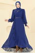 Evening Dress 8088AB368-MS Navy Blue - Thumbnail
