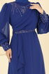 Evening Dress 8088AB368-MS Navy Blue - Thumbnail