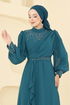 Evening Dress 8088AB368-MS Petroleum - Thumbnail