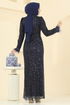 Evening Dress 8090AB368-MS Navy Blue - Thumbnail