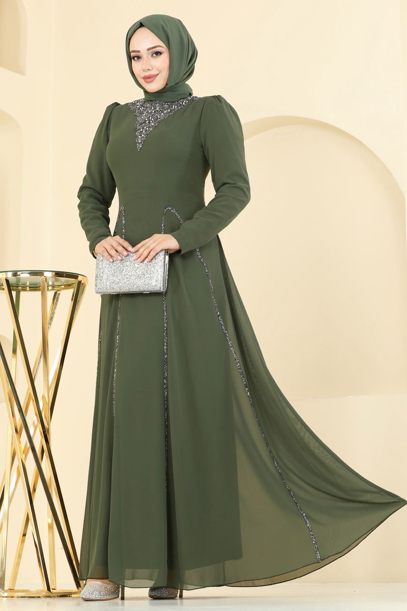 فستان سهرة اخضر عفني 8106AB368-MS