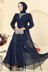 Evening Dress 8106AB368-MS Navy Blue - Thumbnail