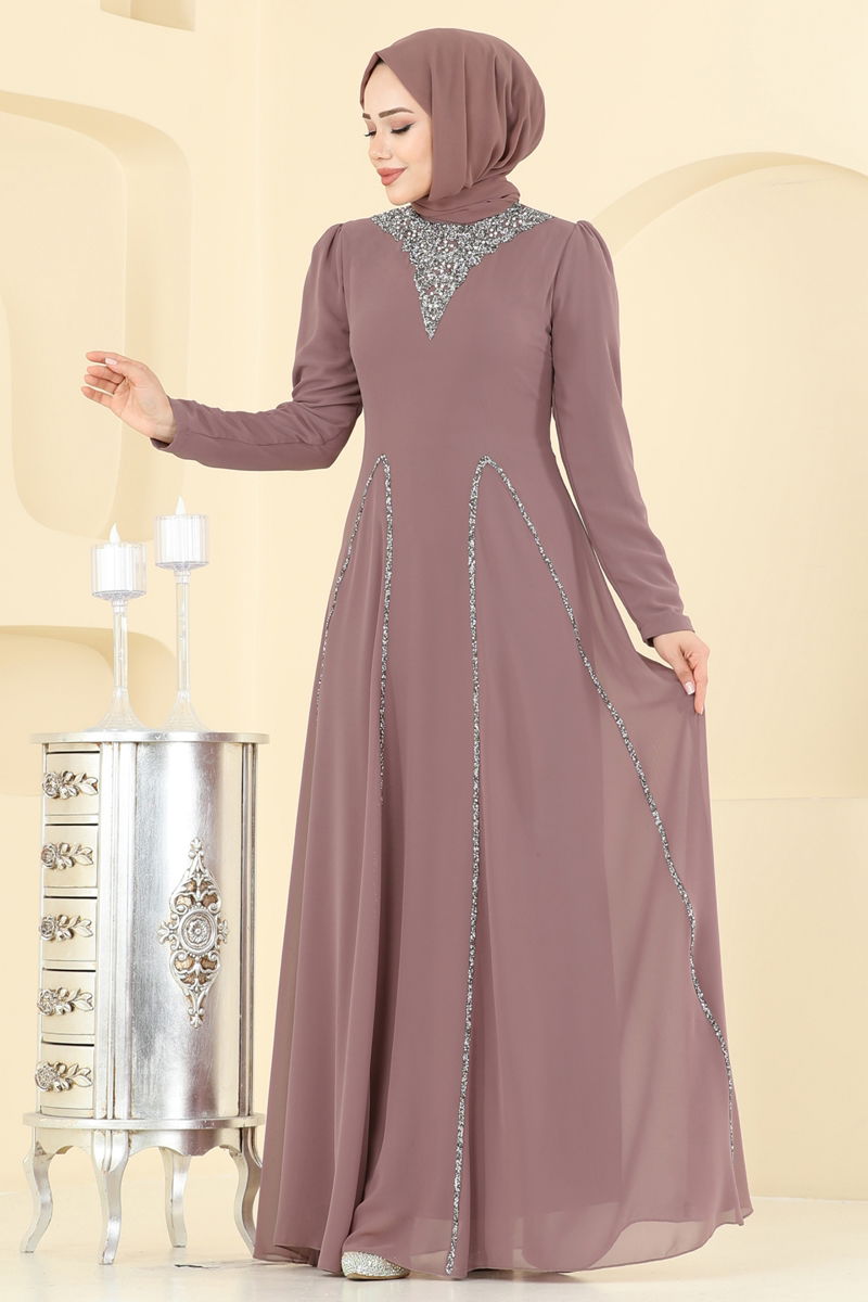 فستان سهرة بيج وردي 8106AB368-MS