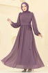 Evening Dress 8110AB368-MS Dark Lilac - Thumbnail