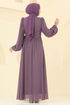 Evening Dress 8110AB368-MS Dark Lilac - Thumbnail