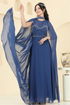 Evening Dress 8112AB368-MS Navy Blue - Thumbnail