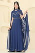 Evening Dress 8112AB368-MS Navy Blue - Thumbnail