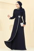 Evening Dress 8116ABK1075-MS Navy Blue - Thumbnail