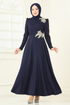 Evening Dress ASM2812-MS Navy Blue - Thumbnail