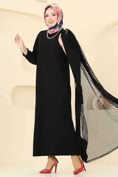 U.Z. - File Detaylı Hırkalı Elbise 3395UZ662-MS Siyah - 385954