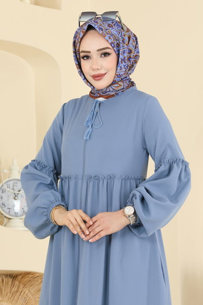 S.L. - Fırfır Detaylı Dabıl Ferace 2796SL432-MS Mavi - 423662