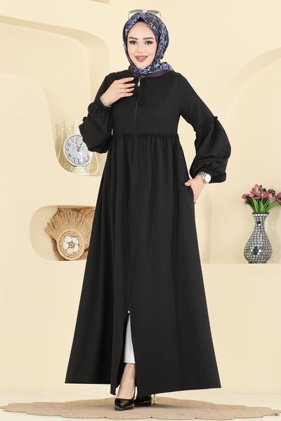 S.L. - Fırfır Detaylı Dabıl Ferace 2796SL432-MS Siyah - 423679