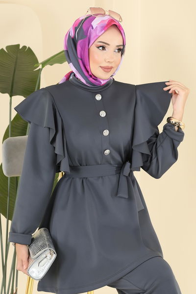 T.E.G. - Fırfır Detaylı İkili Scuba Takım 6099TEG847-MS Antrasit - 403499