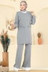 Fırfır Detaylı Triko Takım 2719AYD574-MS Açık Gri - Thumbnail