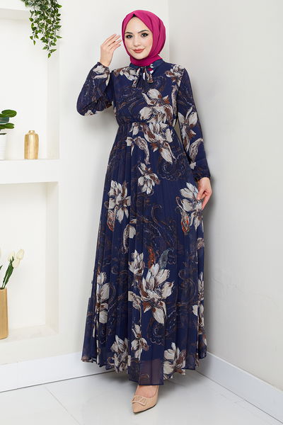 MRV A.N.T. - Fleur À Motifs Hijab Robe 5035ANT904-L Laci - 353385