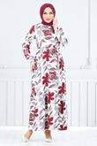 MRV U.Z. - Flower Patterned Bürümcük Dress 5010UZ1029-M Burgundy