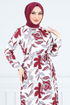 Flower Patterned Bürümcük Dress 5010UZ1029-M Burgundy - Thumbnail
