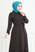 Flower Patterned Dress 4069ZNNN894-M Black - Thumbnail