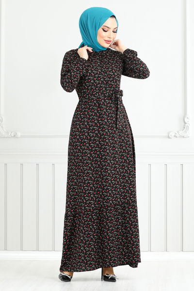 MRV Z.N.N. - Flower Patterned Dress 4069ZNNN894-M Black - 352694