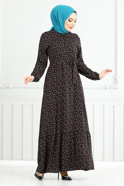 MRV Z.N.N. - Flower Patterned Dress 4069ZNNN894-M Black