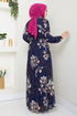 Flower Patterned Hijab Dress 5035ANT904-M Laci - Thumbnail