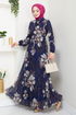 Flower Patterned Hijab Dress 5035ANT904-M Laci - Thumbnail