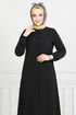 From The Front Buttoned Up Hijab Team 5676END900-M Black - Thumbnail