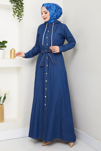 MRV M.T.S. - From The Front Buttoned Up Jeans Dress 25021MTS1095-M Dark Jeans - 353286