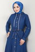 From The Front Buttoned Up Jeans Dress 25021MTS1095-M Dark Jeans - Thumbnail