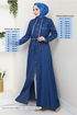 From The Front Buttoned Up Jeans Dress 25021MTS1095-M Dark Jeans - Thumbnail