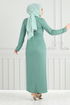 From The Side Belt Detailed Dress 0409ALG1079-M Mint - Thumbnail